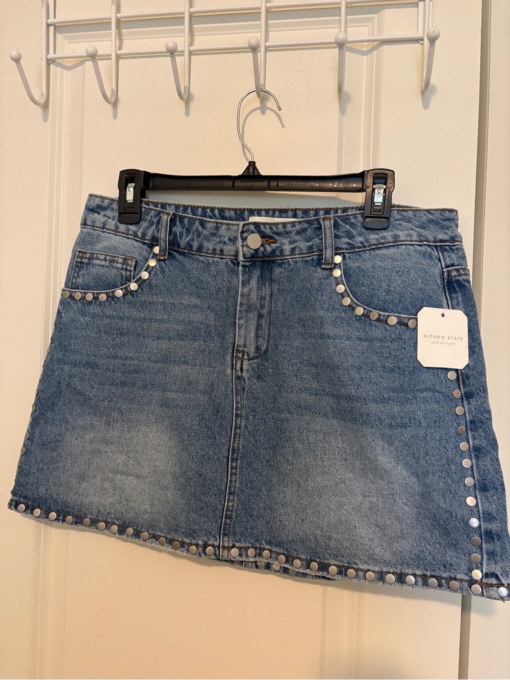 Altar'd State Studded Denim Mini Skirt
